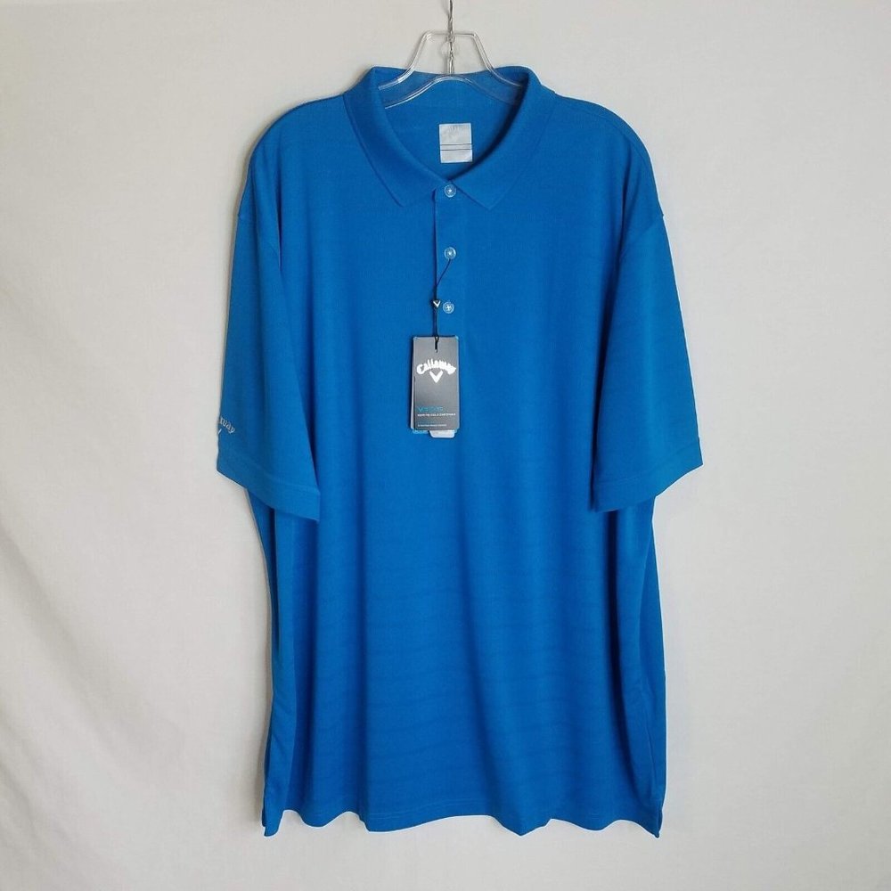 NEW Callaway Opti Dri Blue Polyester Cooling Polo Golf Shirt Mens Size 2XL NWT
